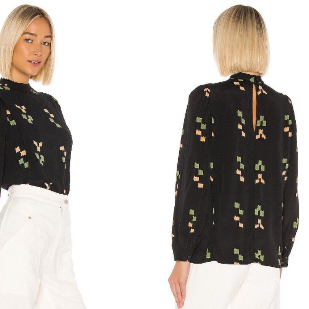 NWT Rachel Pally Rayon Silvia Top Black Long Sleeves in Size M - Picture 3 of 16